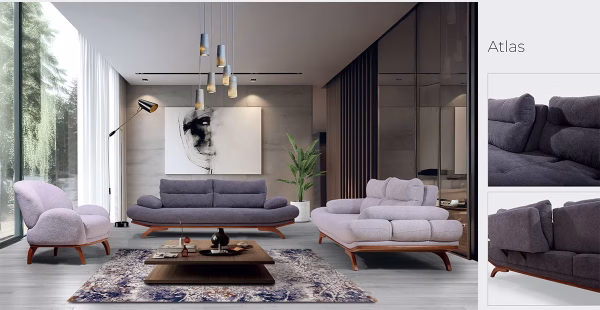 Atlas Light Gray – Anthracite Sofa Set