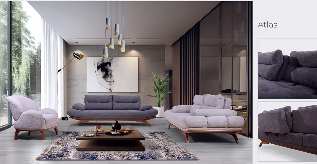 Atlas Light Gray – Anthracite Sofa Set